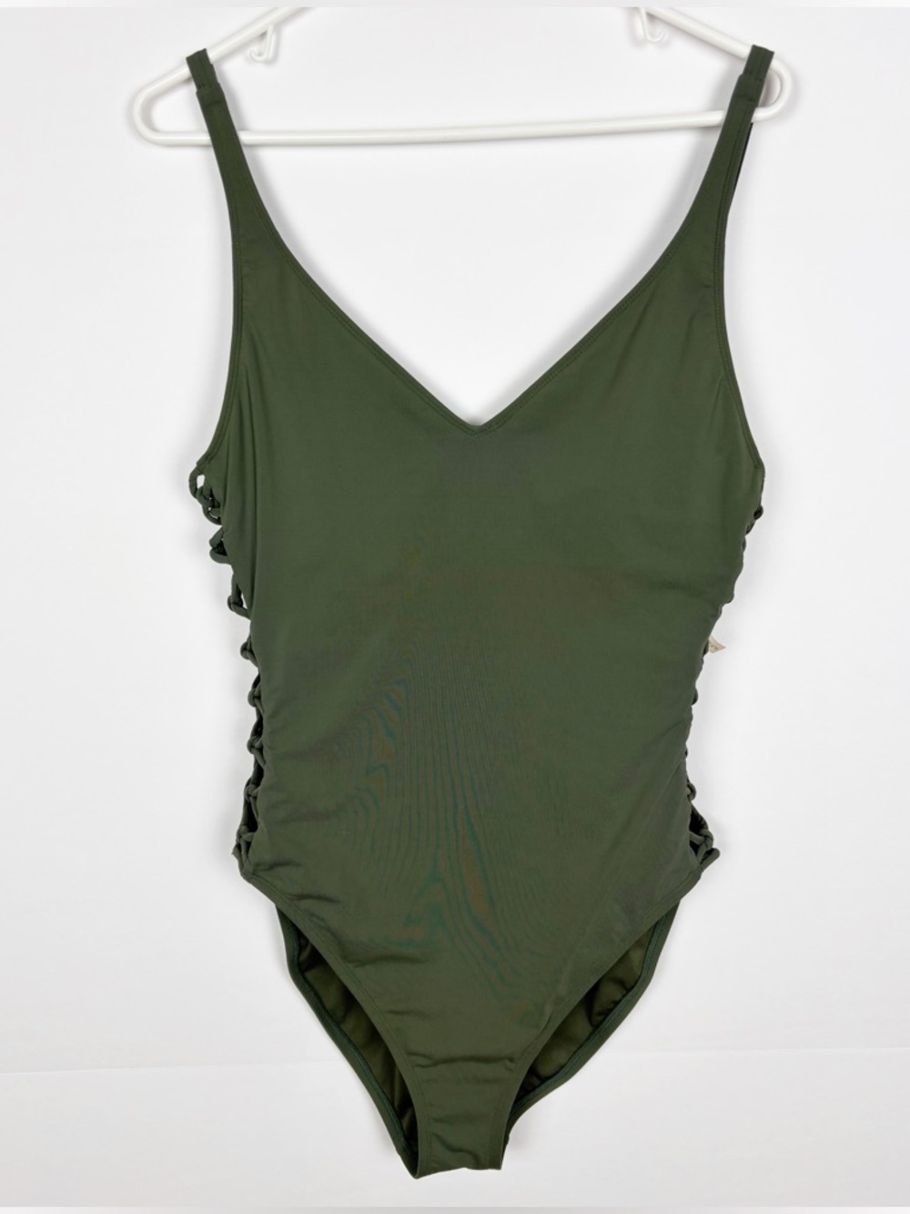 Bleu Rod Beattie Green One-Piece Swimsuit Size 12 Cut Out Beach Summer